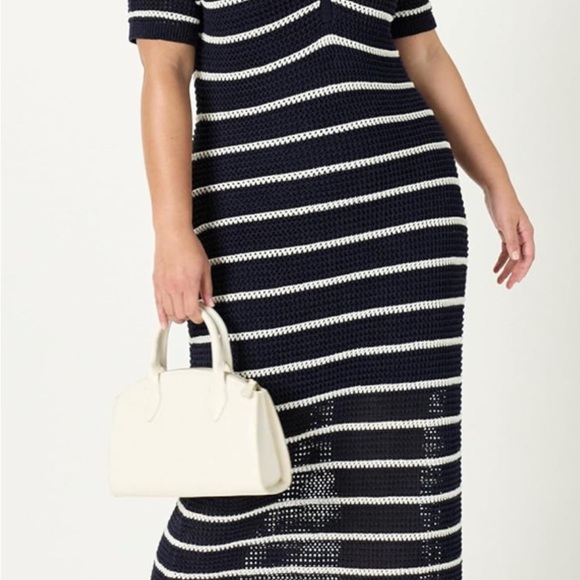 Striped Navy and White Knit Dress - Picture 1 of 3